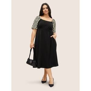 5X 28 Plus Size BloomChic Square Neck Raglan Sleeve Elastic Waist Dress Rare